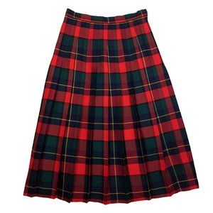 Plaid A-Line Skirt in Red and Green